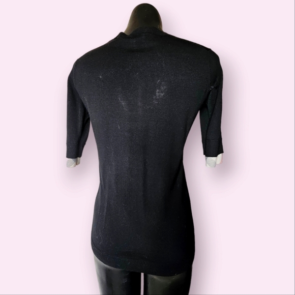 Burberry Black Classic Plaid Short Sleeve Sweater Top Blouse Sz.S/P - Picture 2 of 5